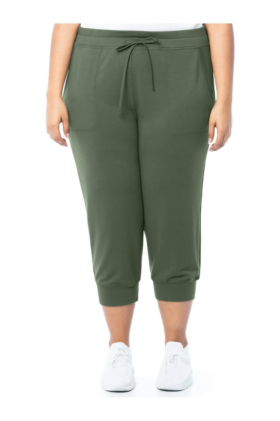 Women's Plus French Terry Athleisure Capri Jogger Pants, size 1X-5X