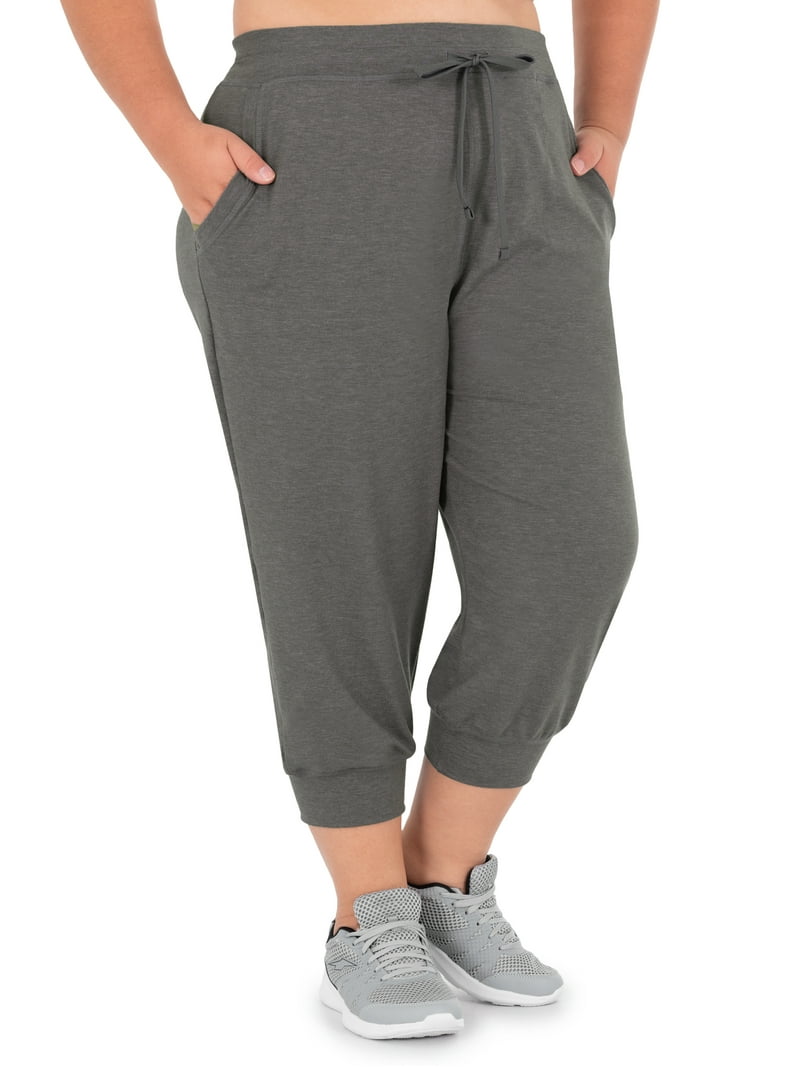 Athletic Works Women's Plus French Terry Athleisure Capri