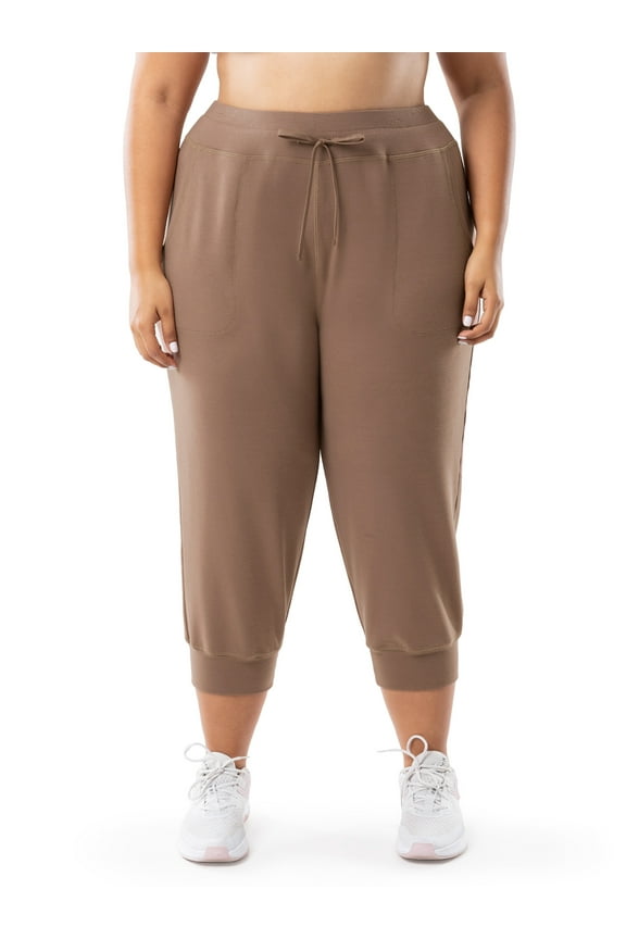 Women's Plus French Terry Athleisure Capri Jogger Pants, size 1X-5X
