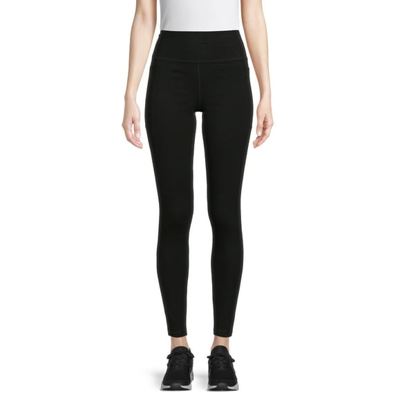 Athletic Works Women's and Women's Plus Stretch Cotton Blend Ankle Leggings with Side Pockets