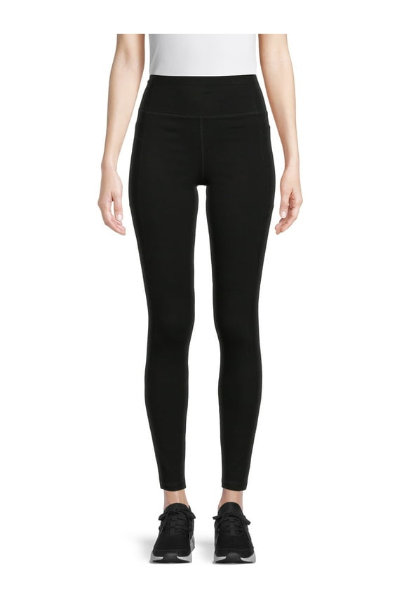 Women's and Women's Plus Stretch Cotton Blend Ankle Leggings with Side Pockets