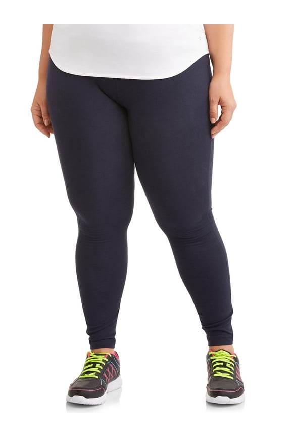 Women's and Women's Plus Stretch Cotton Blend Ankle Leggings with Side Pockets