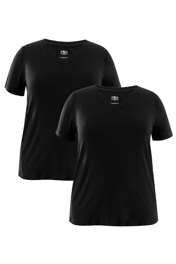 Womens Plus Active Core Short Sleeve V-Neck Tee 2-Pack