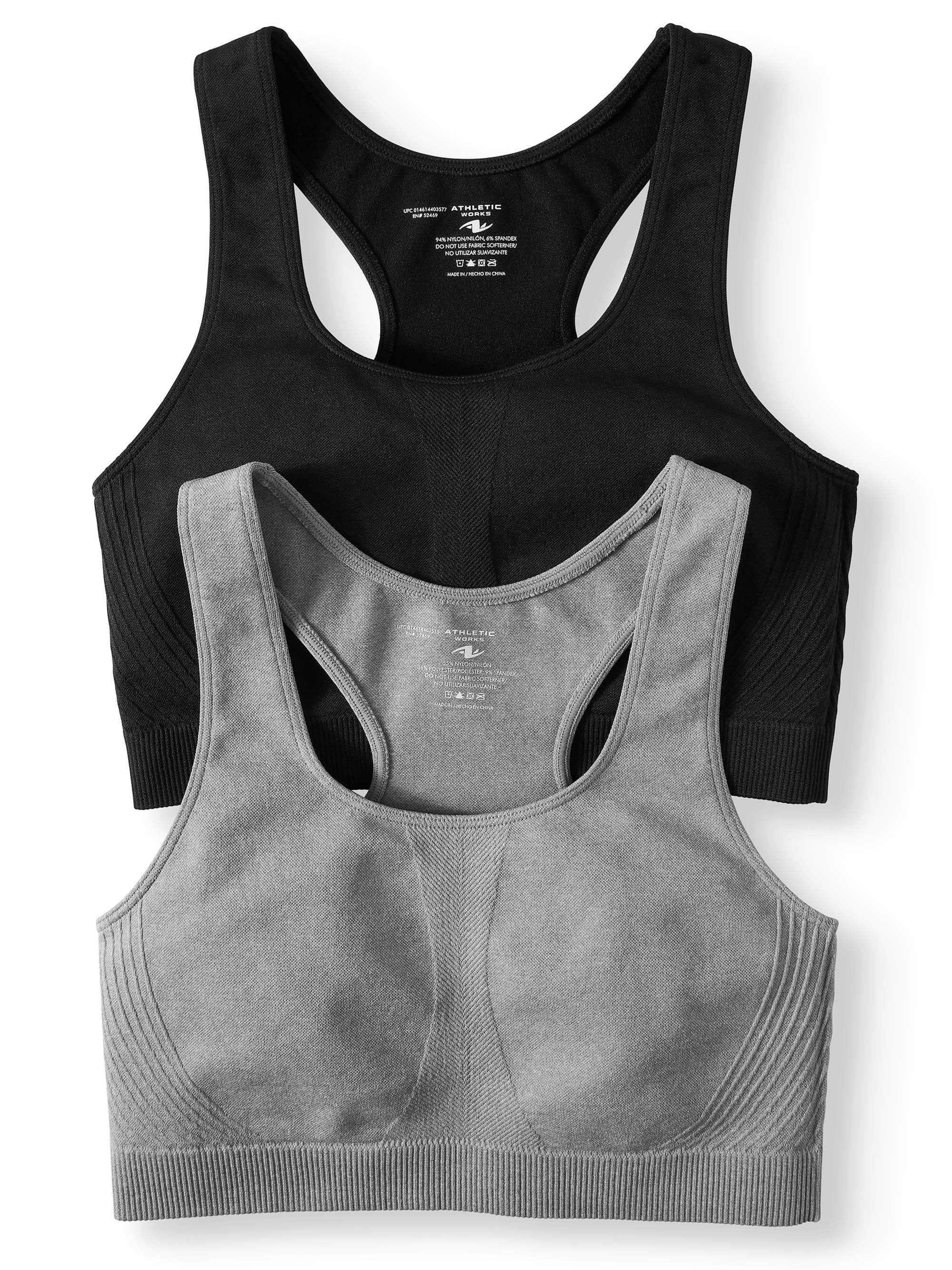 Athletic Works Womens Seamless Sports Bra, 2Pack