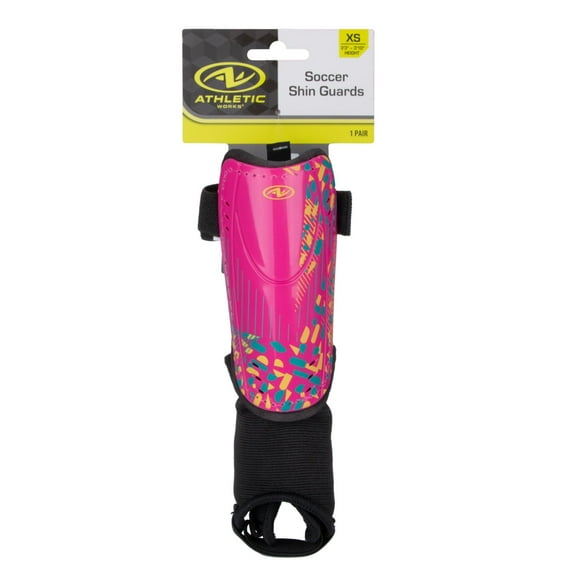 Athletic Works XS Soccer Shin Guards for Kids, Durable PP Shell, Pink/Black