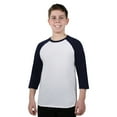 thumbnail image 1 of Athletic Works Youth 3/4 Sleeve Raglan Baseball Tee, Navy, Size Small, 1 of 4