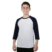 Athletic Works Youth 3/4 Sleeve Raglan Baseball Tee, Navy, Size XL