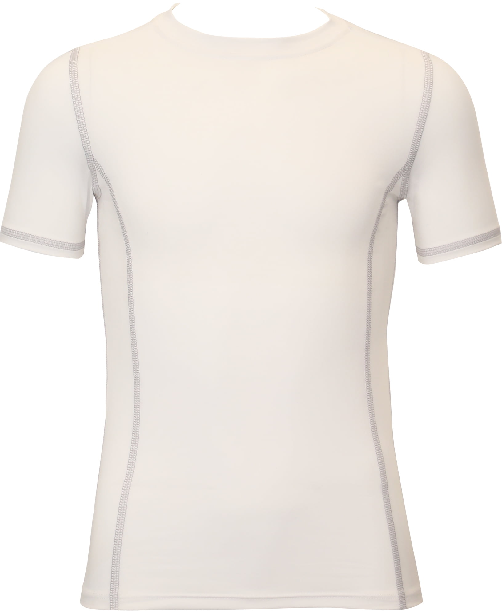 Athletic Works Youth Unisex Compression Crewneck Tee, Medium, White
