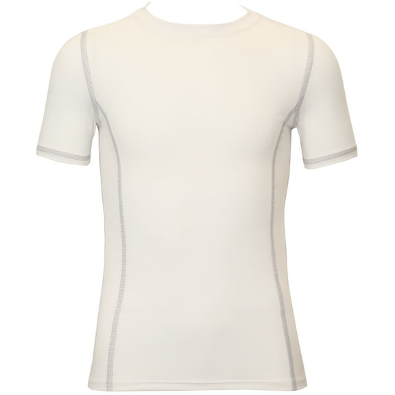 Athletic Works Youth Unisex Compression Crewneck Tee, Medium, White