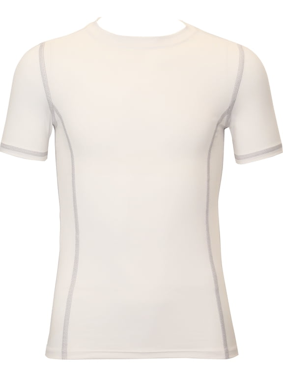 Youth Unisex Compression Crewneck Tee, Small, White