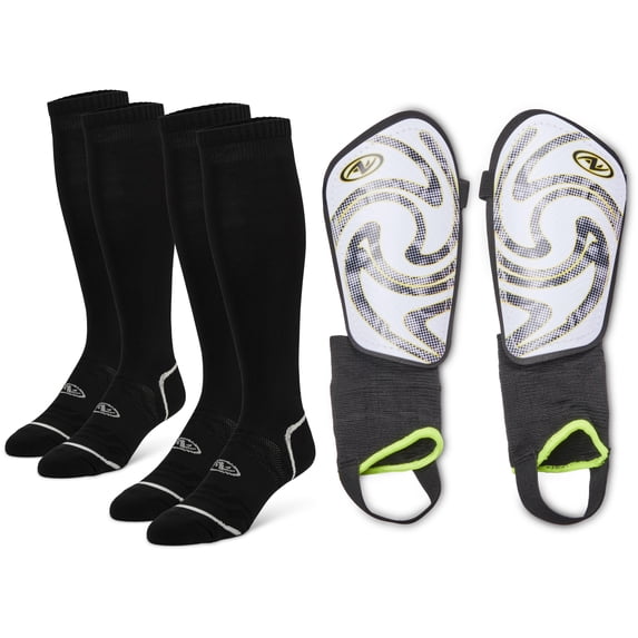 Athletic Works Socks and Stirrup Shinguards Bundle - Size Medium