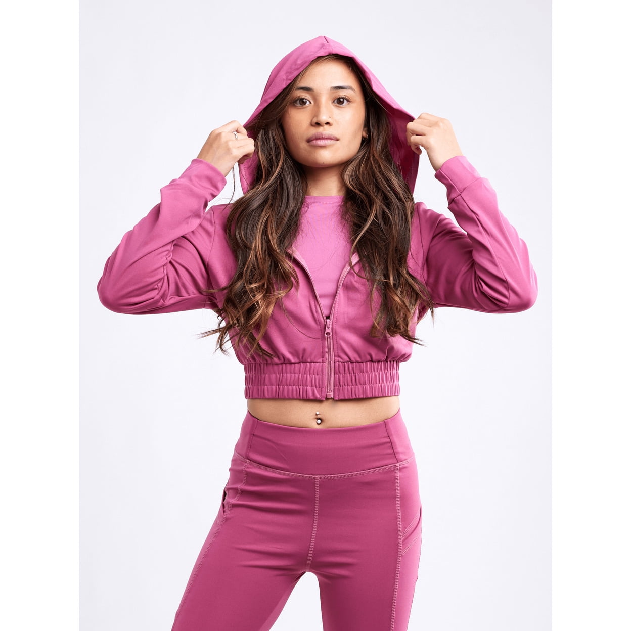 Athletic Zip Up Crop Hoodie Jacket