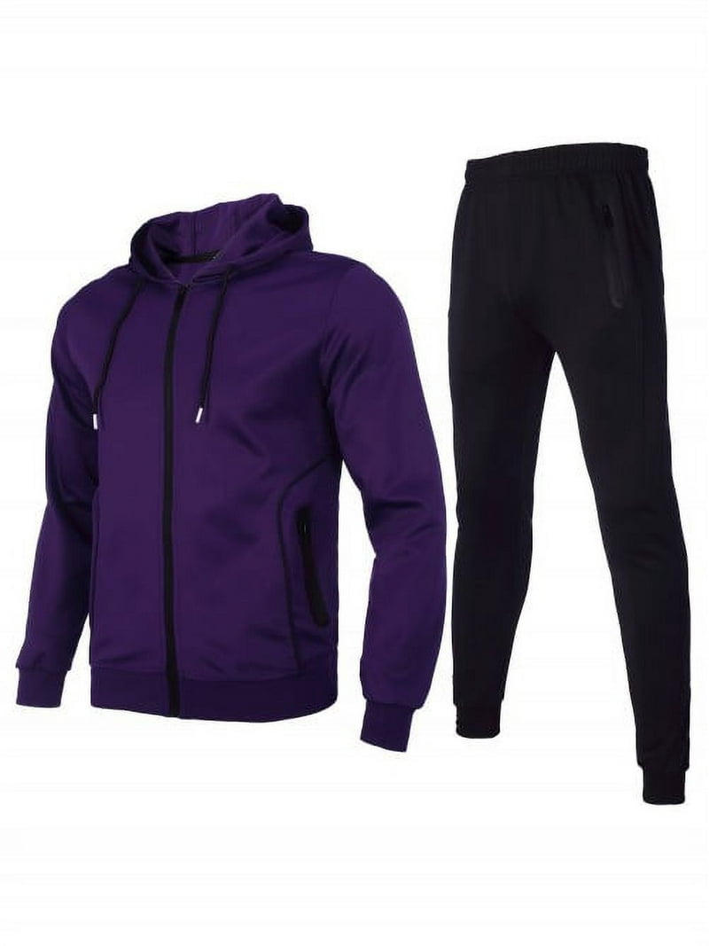 Athletic mens hoodie tracksuit set,casual jogging suits for men