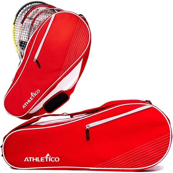 Athletico 3 Racquet Tennis Bag | Padded to Protect Rackets & Lightweight | Professional or Beginner Tennis Players | Unisex Design for Men, Women, Youth and Adults (Red)
