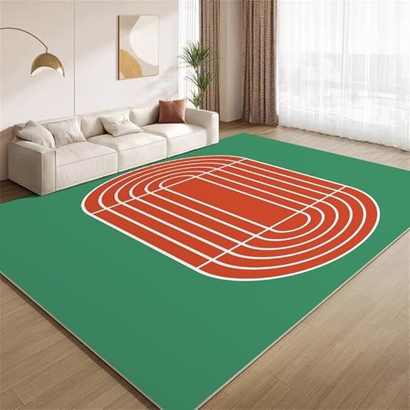 Athletics Field Area Carpet, Sports Playground Track Area Rugs, Sports Themed Bedroom Rugs For Kids Room, Machine Washable Rug, Non Slip Area Rug For Dining Room Kitchen Office 3 x 5ft
