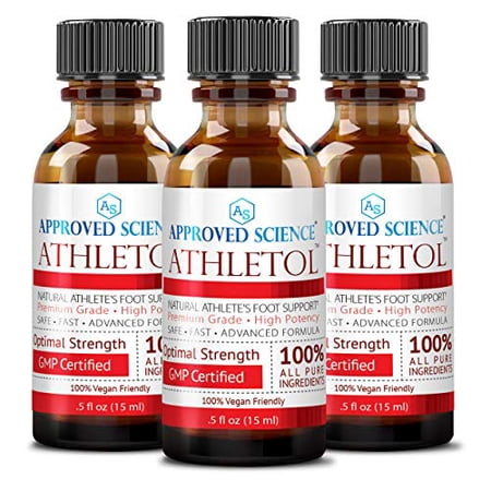 Approved Science Athletol - Rapid Athlete's Foot Relief with Undecylenic Acid (25% USP) & Tea Tree Oil - All Natural Vegan Friendly Formula - 1 Bottle - .5 Fl. Oz