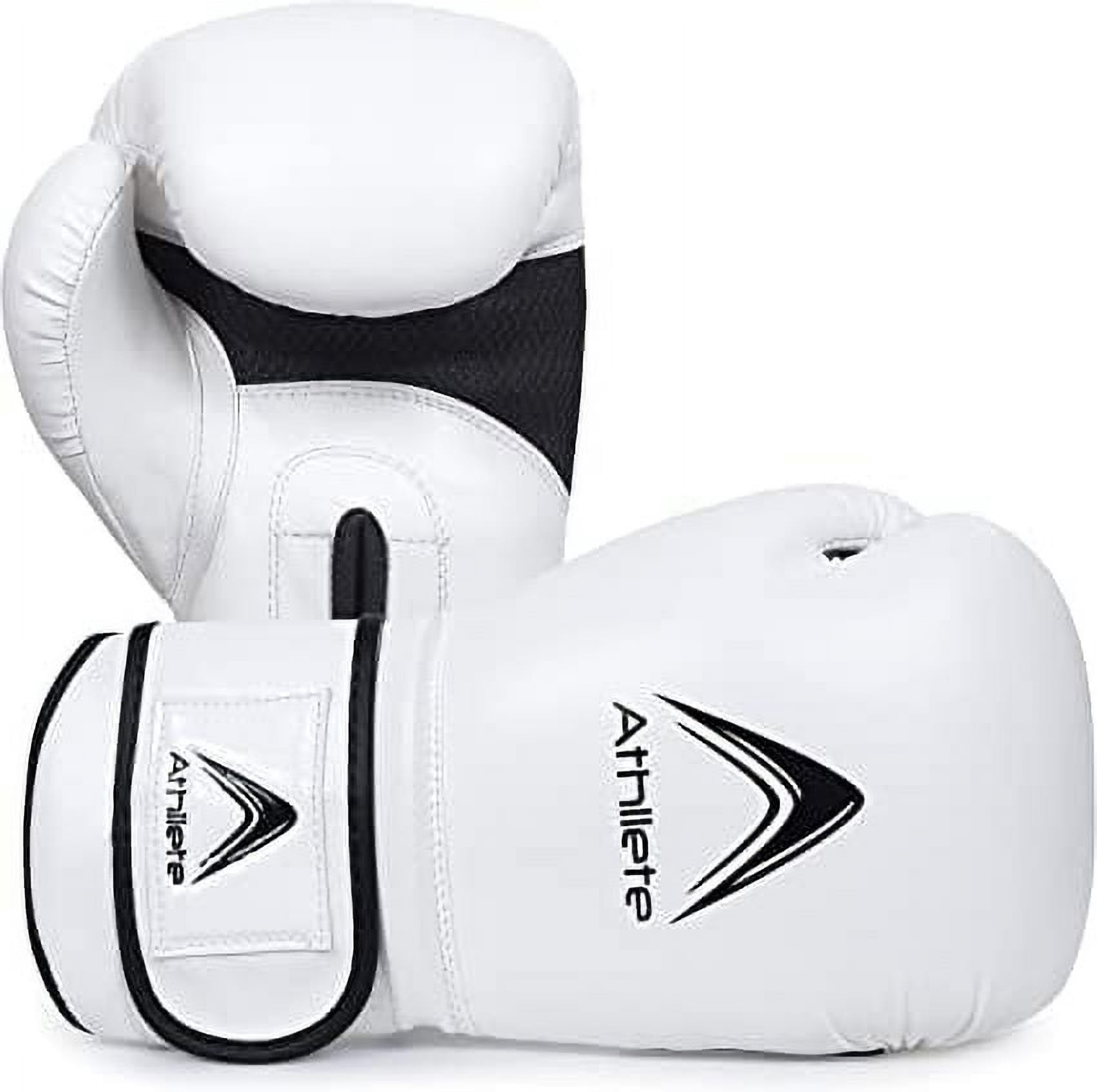 Athllete Durable and Comfortable Boxing Gloves Men and Boxing Gloves Women, Extra Thick Padding for Beginner Boxers and Training Fitness, Ideal for Both Men Boxer and Women Boxer (Black/White 12 oz)