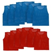 Athllete Litemesh Pinnies Scrimmage Vests Team Practice Jersey for soccer, basketball (12 Jerseys) (Red/Blue, Teen/Adult)
