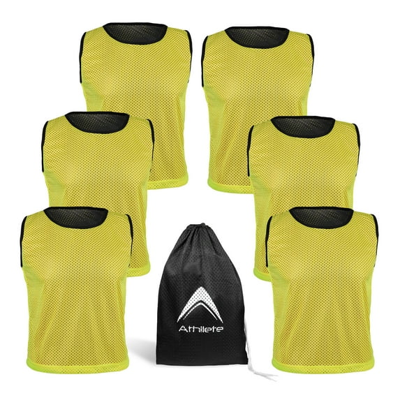 Athllete Reversible Pinnies Training Vest Scrimmage Practice Jersey (Golden Yellow/Black, Large)