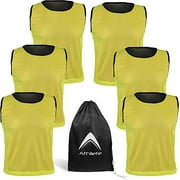 Athllete Set of 6 Reversible Jerseys Pinnies Training Vest Scrimmage Practice Jersey (Golden Yellow/Black, XX-L)