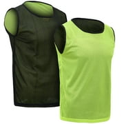 Athllete Set of 6 Reversible Jerseys Pinnies Training Vest Scrimmage Practice Jersey Neon Yellow/Black, Large