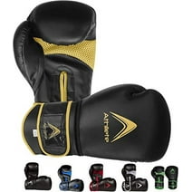 Athllete Training Boxing Gloves (Black/Gold, 12 oz)