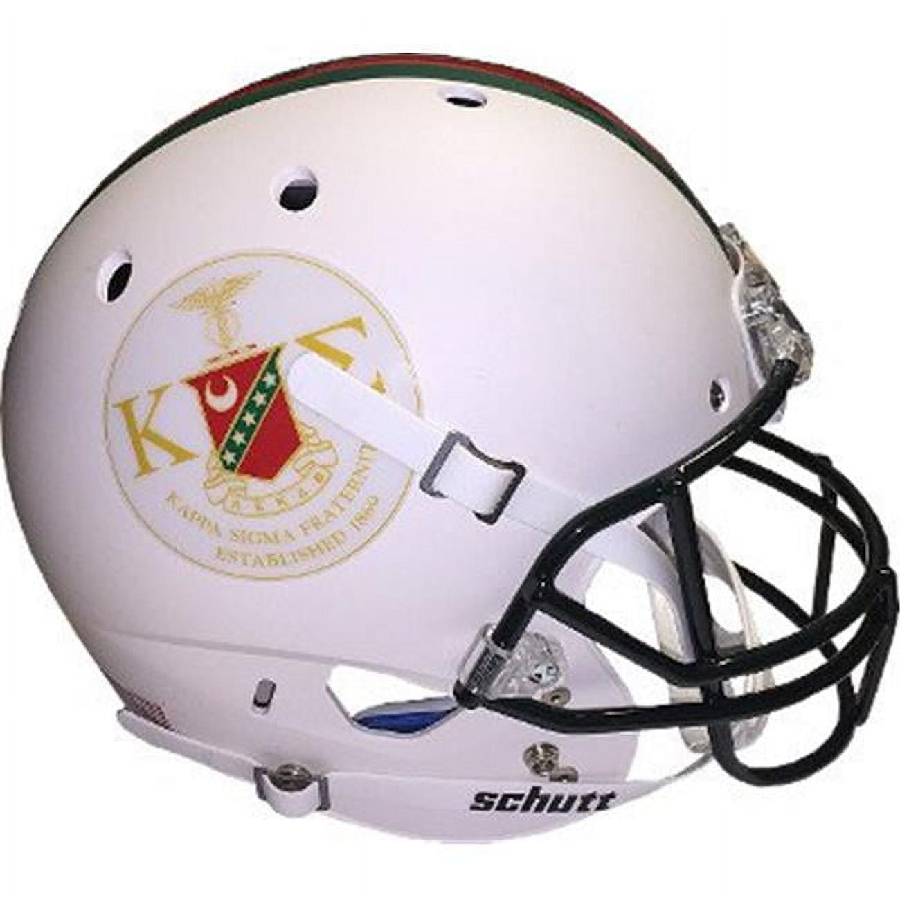 Athlon Sports CTBL-022115 Kappa Sigma Fraternity Logo White Matte Schutt Full Size Replica Football Helmet
