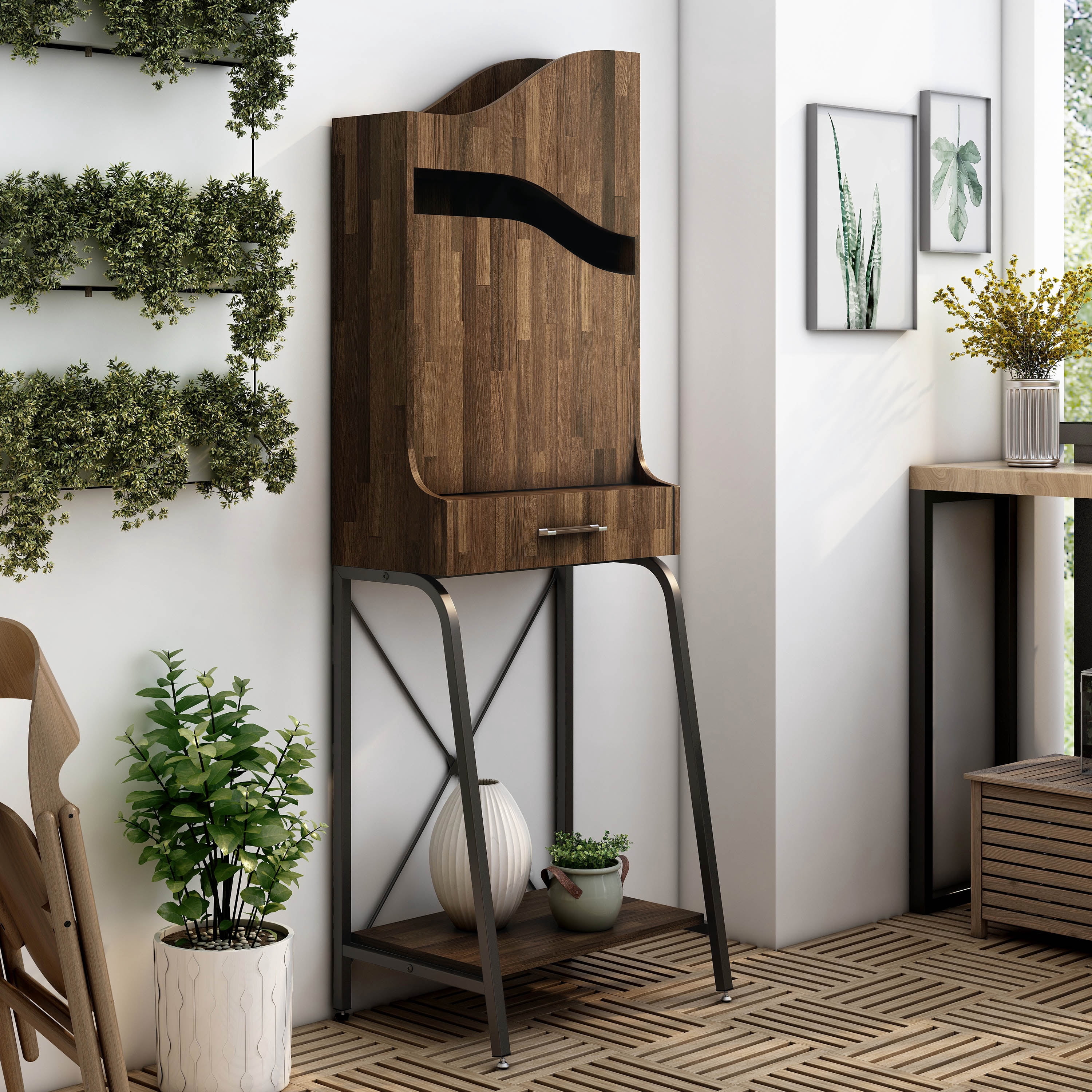 Athlone 1-Drawer Wood Light Hickory Mini Bar with Door