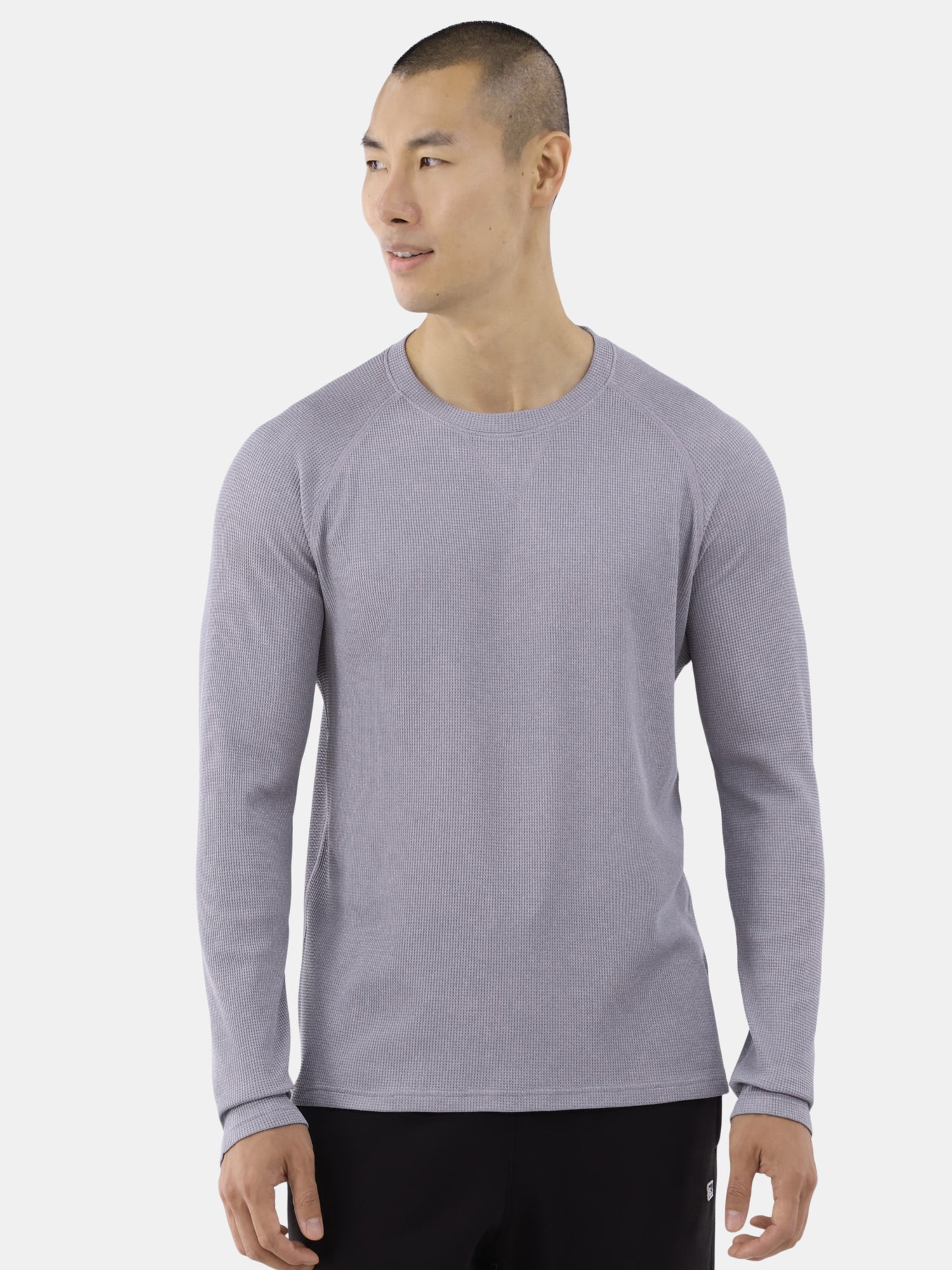 Athlux Men's Waffle Crewneck Pullover with Long Sleeves, Size S-3XL