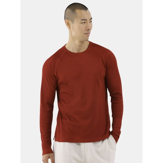 Athlux Men's Waffle Crewneck Pullover with Long Sleeves, Size S-3XL