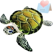 Athoinsu Realistic Stuffed Animal Sea Turtle Soft Plush Toy Ocean Life Tortoise Throw Pillow Birthday Plushie Gifts for Toddler Kids Boys and Girls, 18 Green