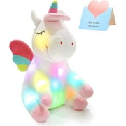 Athoinsu Unicorn Soft Plush Stuffed Animals with Night Lights Glowing Valentine's Toddler Women, 12''