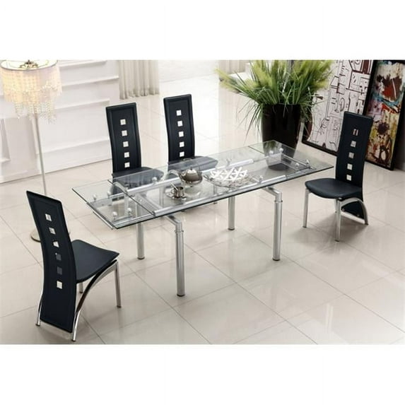 Athome USA DC201014 Black Leatherette Dining Chair with Chrome Legs