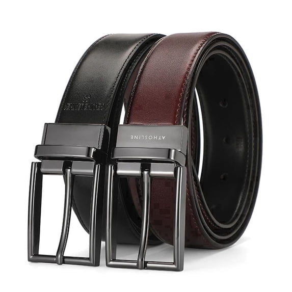 Athosline Buckle Belt for Adult Male Leather Red