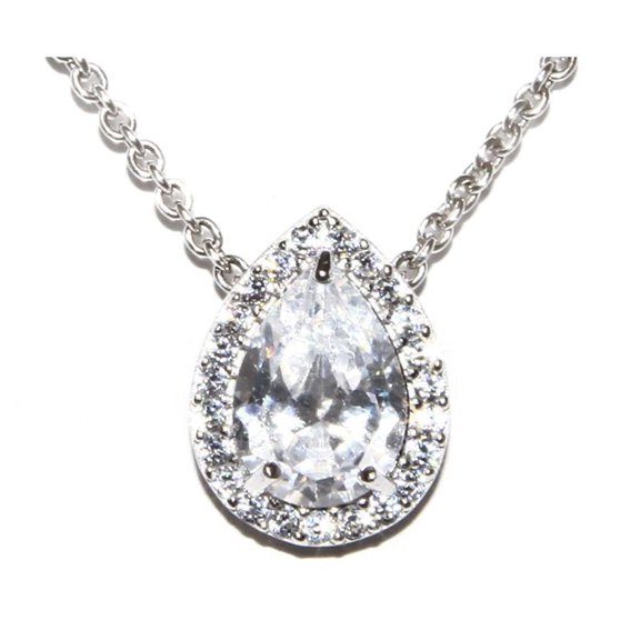 Athra Women's Bridal Teardrop Necklace, Silver,OS - US