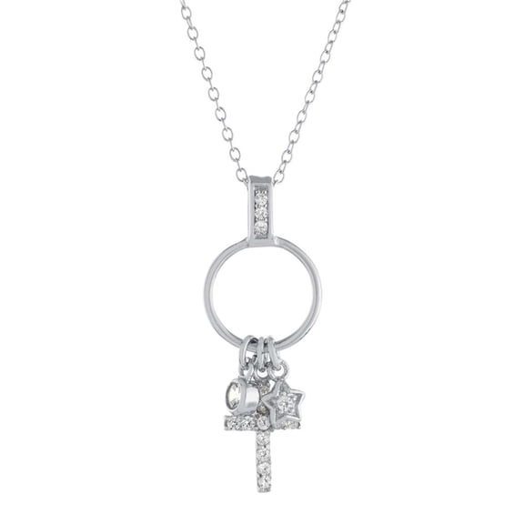 Athra Women's Cross Charm Necklace With Extension, Silver,os - US
