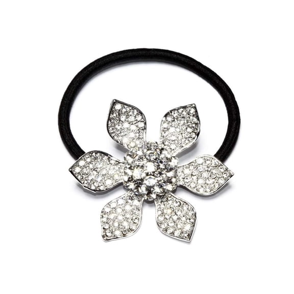 Athra Women's Flower Shape Hair Tie, Metal \ Clear Crystal,OS - US