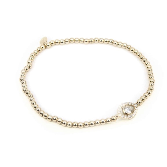 Athra Women's Guardian Eye Beaded Stretch Bracelet, Gold Silver,OS - US