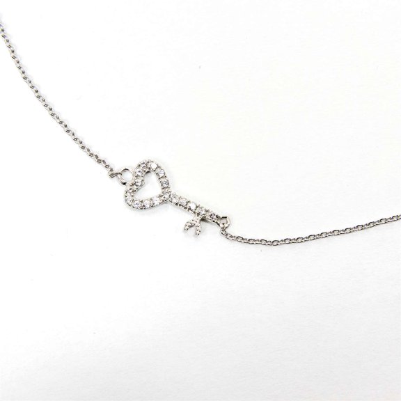 Athra Women's Key Necklace With Extension, Silver \ Cubic Zirconia,OS - US