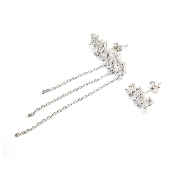 Athra Women's Linear Drop Earring, Silver,OS - US