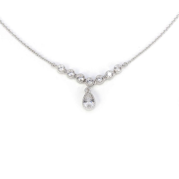 Athra Women's Multi Round-Teardrop Necklace With Extension, Silver \ Cubic Zirconia,OS - US