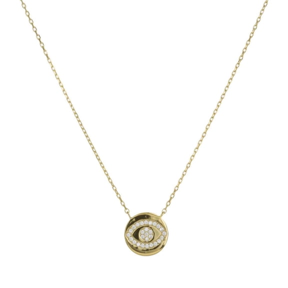 Athra Women's Round Guardian Eye Necklace With Extension, Gold \ Silver,OS - US