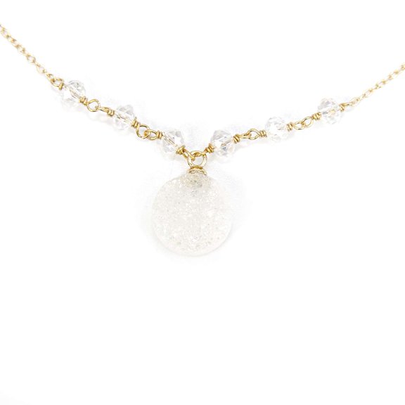 Athra Women's Round Necklace With Extension, Gold \ Silver,OS - US