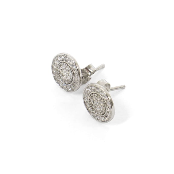 Athra Women's Round Pave Stud, Rhodium \ Silver,OS - US