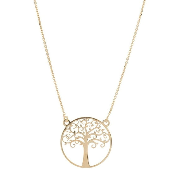 Athra Women's Round Tree Of Life Necklace With Extension, Gold,OS - US