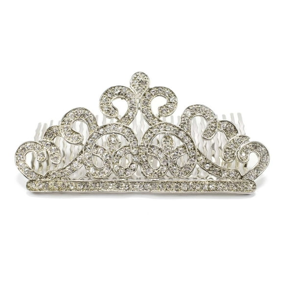 Athra Women's Swirl Tiara, Metal  Clear Crystal,OS - US