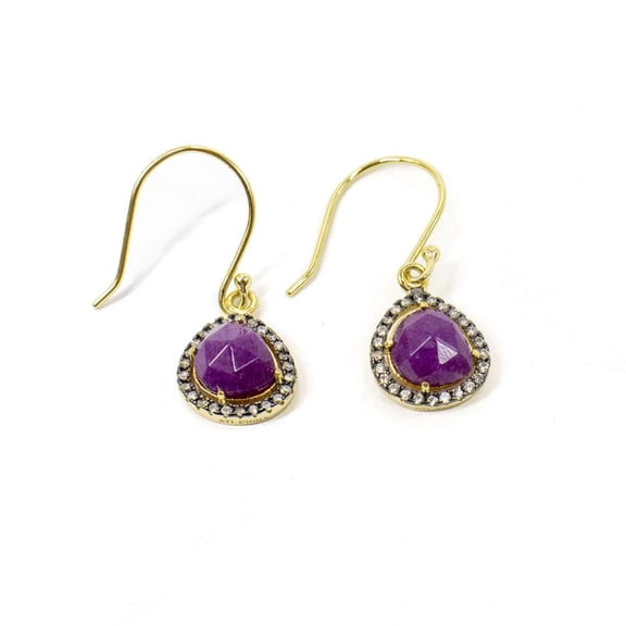 Athra Women's Two Tone Faceted Abstract Drop Earring, Gold \ Dyed Quartz,OS - US
