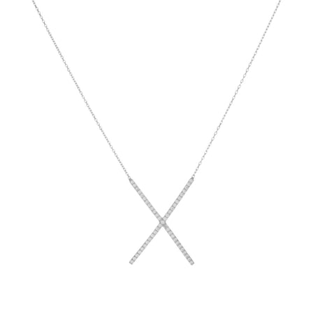 Athra Women's X Necklace With Extension, Silver,OS - US