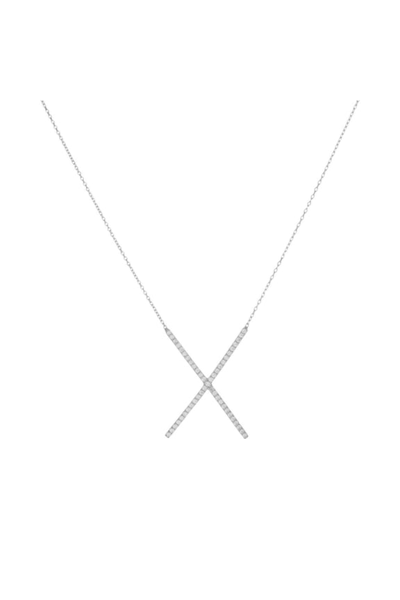 Women's X Necklace With Extension, Silver,OS - US