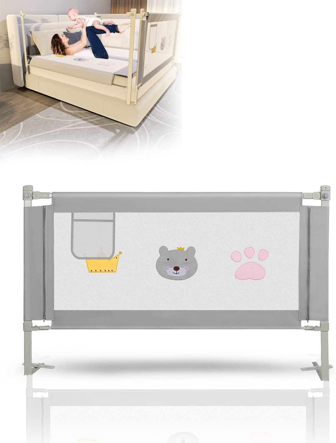 Athradies Bed Rails for Toddlers 59'' Extra Long Toddler Bed Rails for